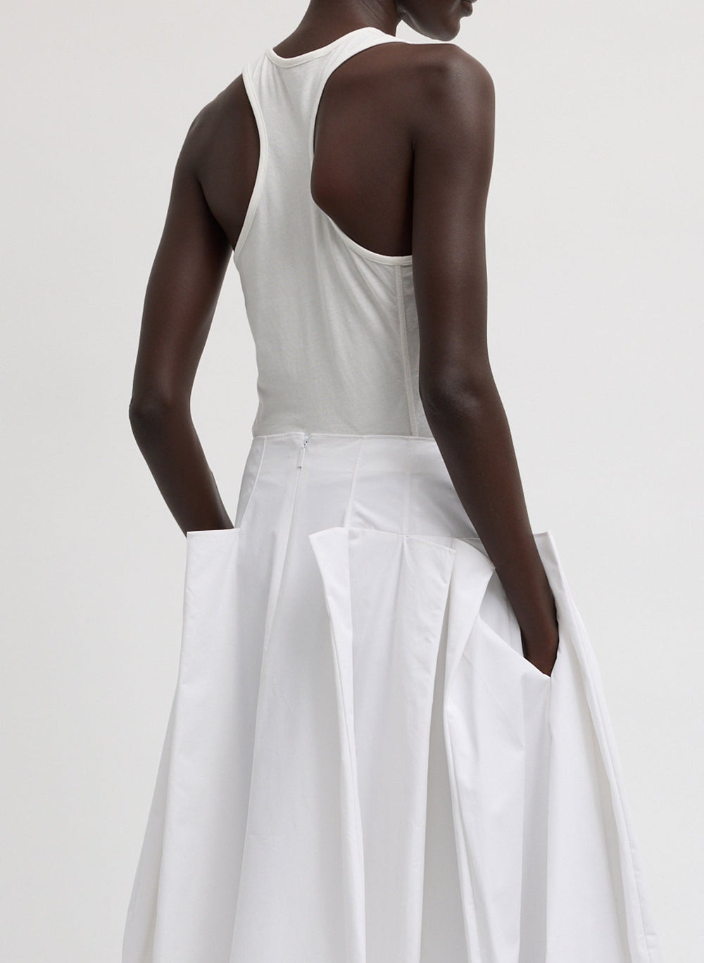 Crewneck Racerback Bodysuit | Tibi White