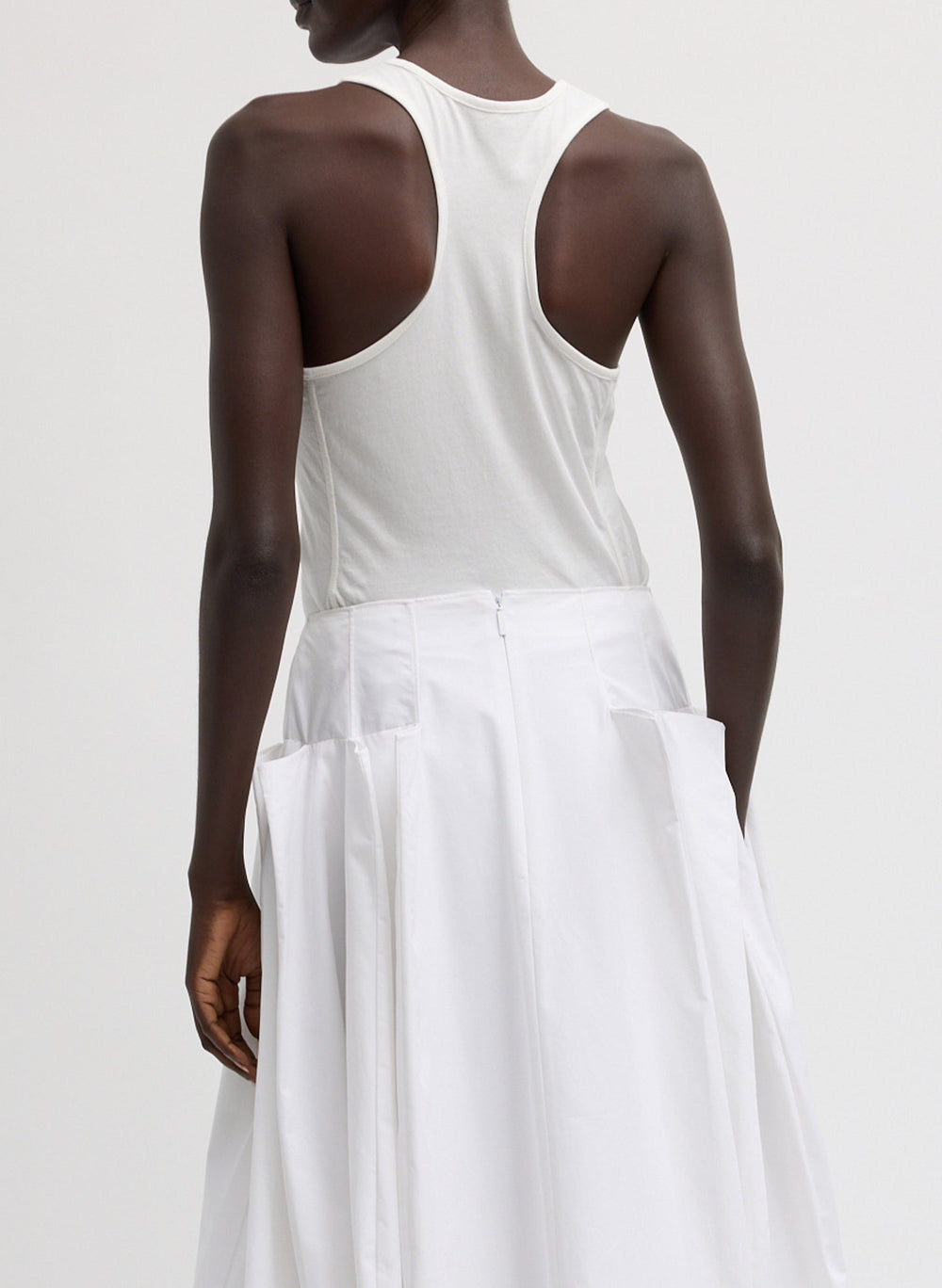 Crewneck Racerback Bodysuit | Tibi White