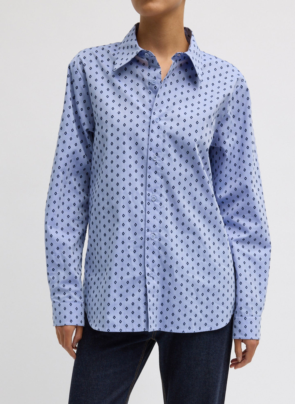 Flocked Oxford Classic Men's Shirt | Tibi Blue Multi