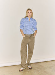 Flocked Oxford Classic Men's Shirt | Tibi Blue Multi