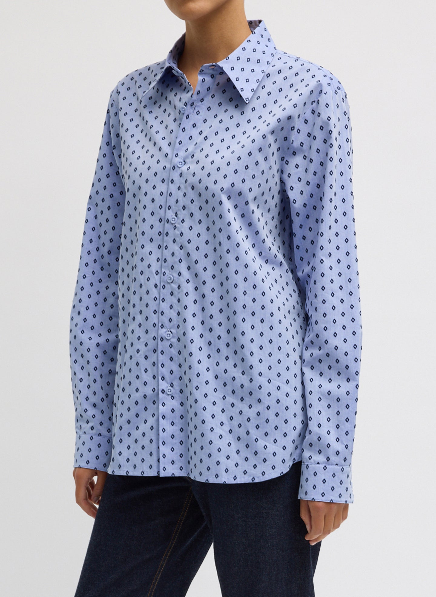 Flocked Oxford Classic Men's Shirt | Tibi Blue Multi