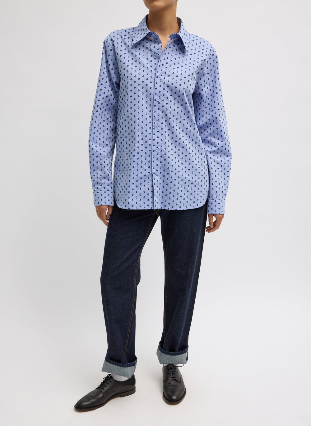 Flocked Oxford Classic Men's Shirt | Tibi Blue Multi