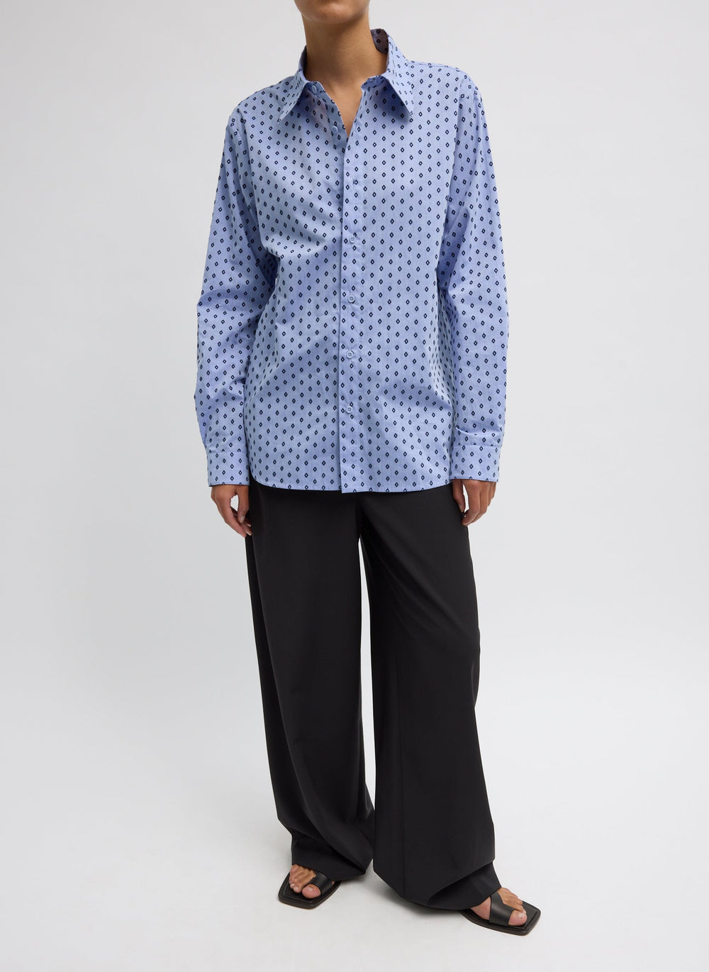 Flocked Oxford Classic Men's Shirt | Tibi Blue Multi