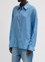 Ultra Light Silk Tencel Oversized Shirt | Tibi Blue