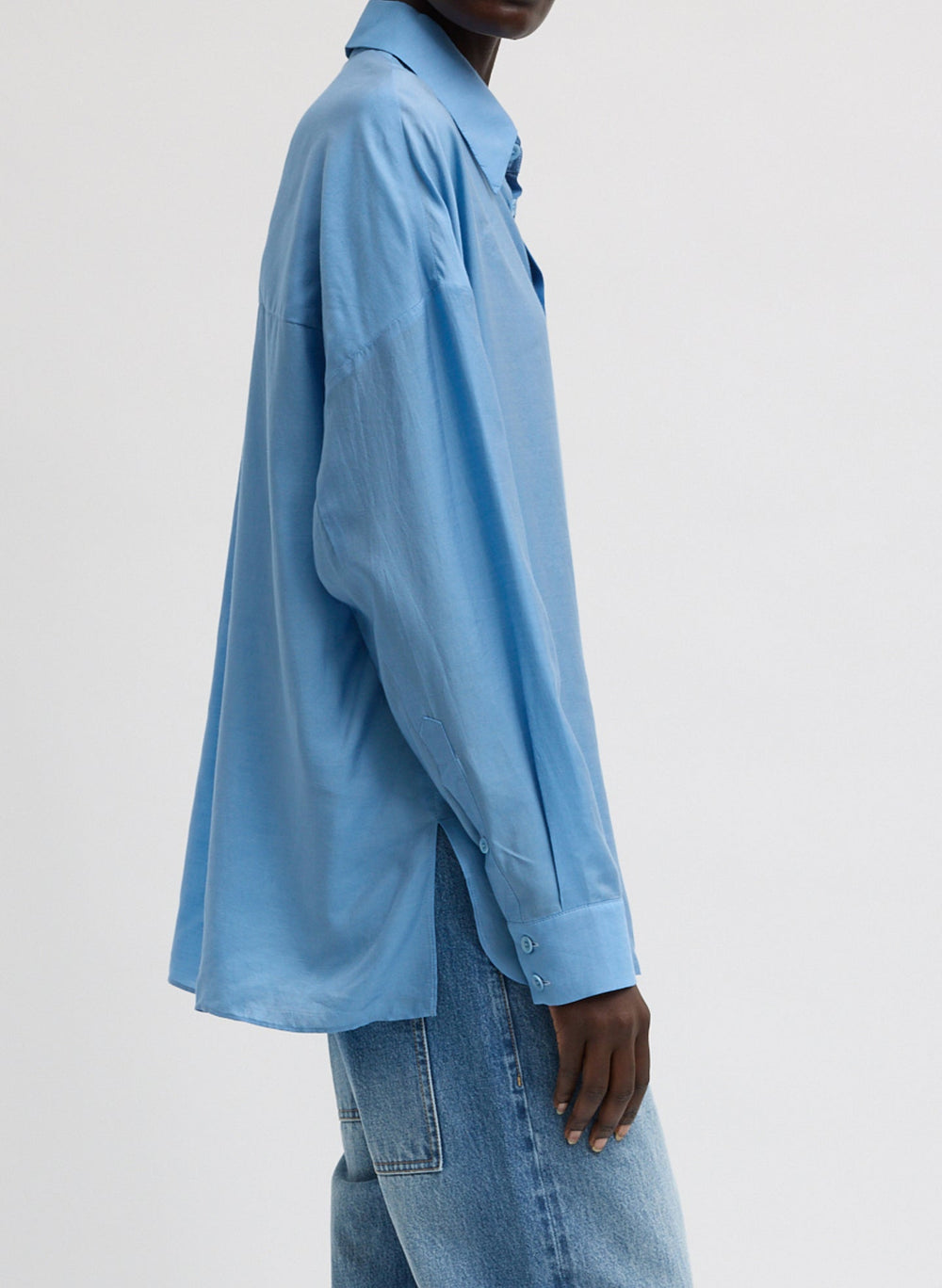 Ultra Light Silk Tencel Oversized Shirt | Tibi Blue