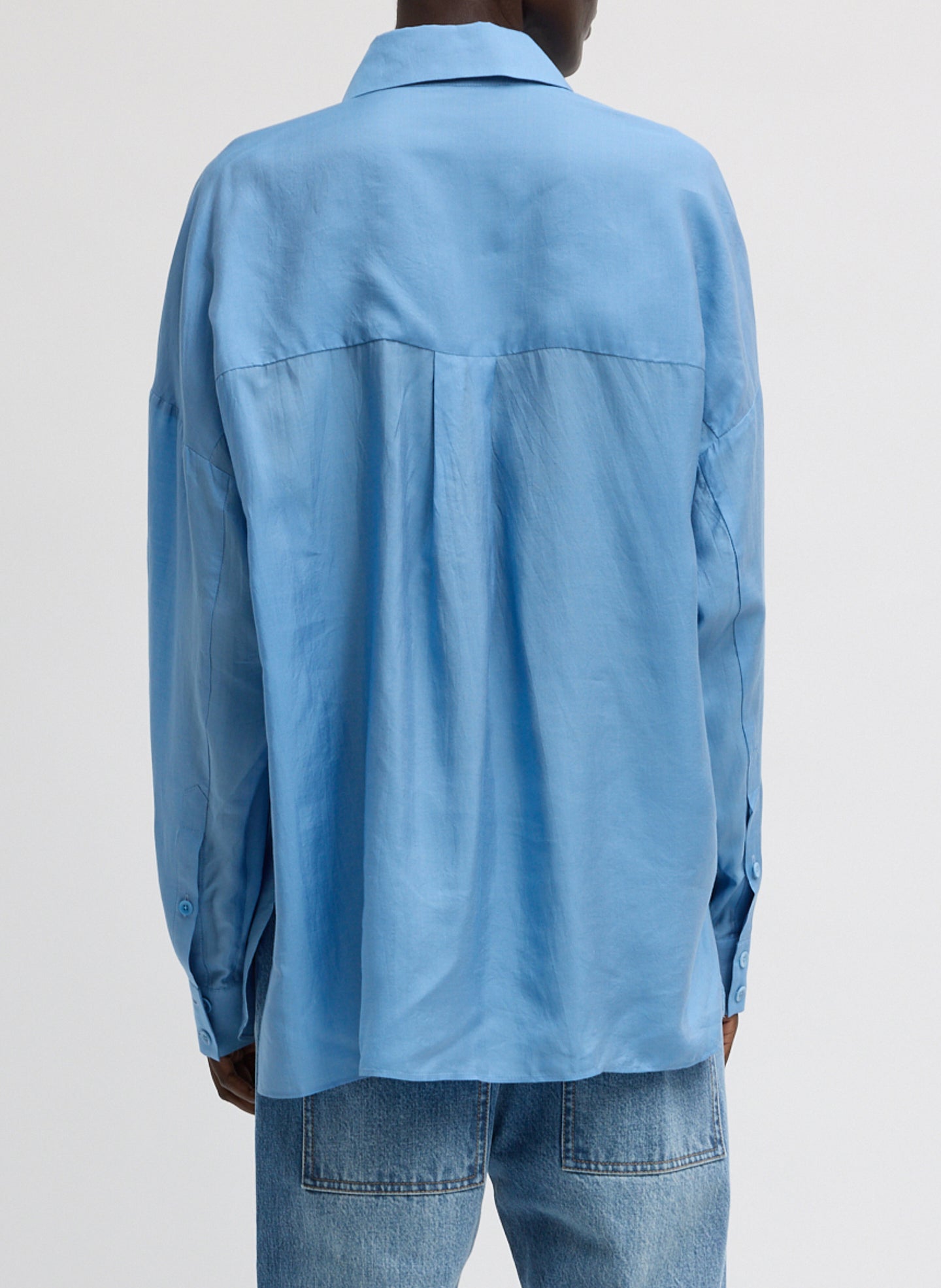 Ultra Light Silk Tencel Oversized Shirt | Tibi Blue