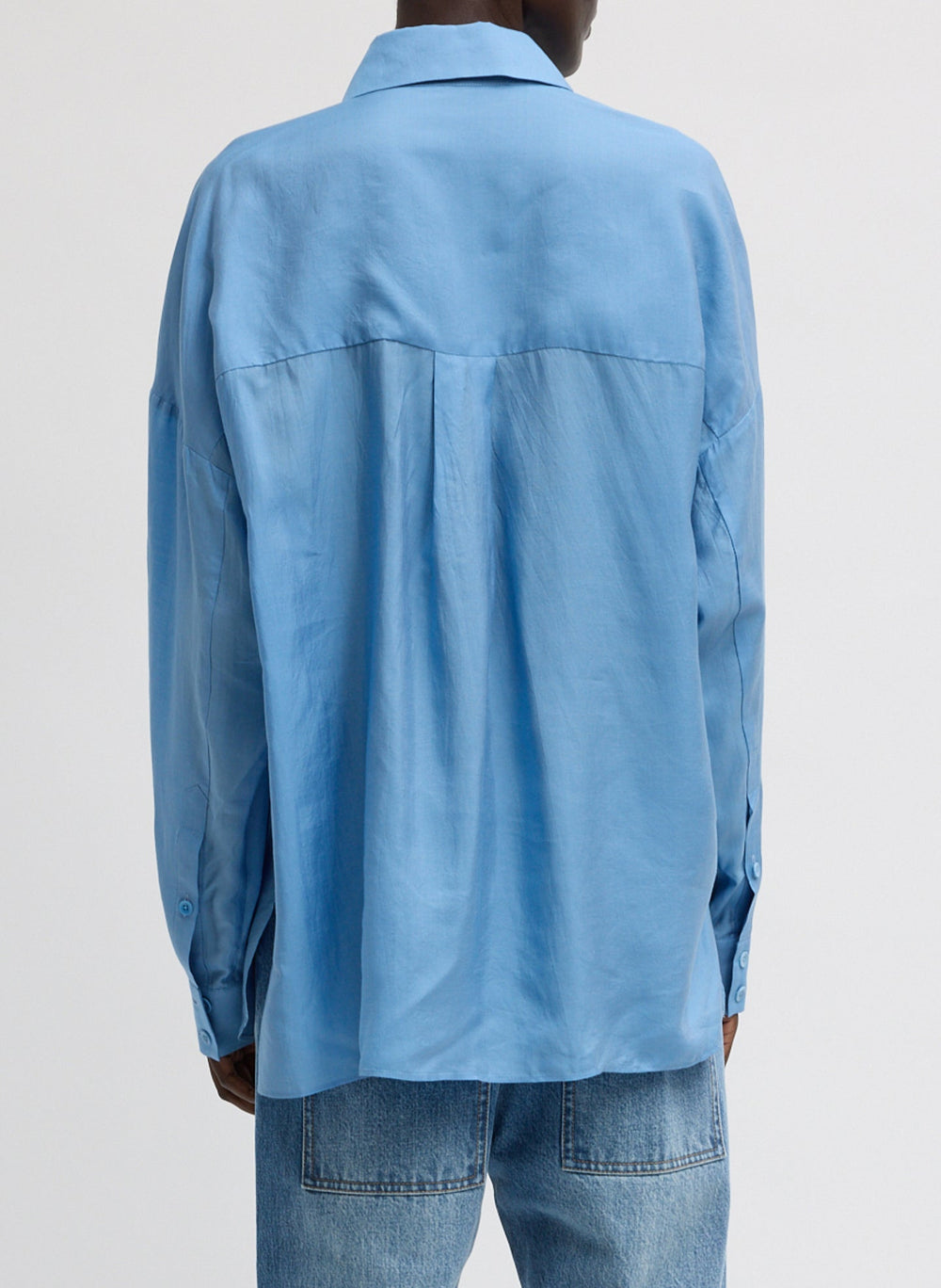 Ultra Light Silk Tencel Oversized Shirt | Tibi Blue