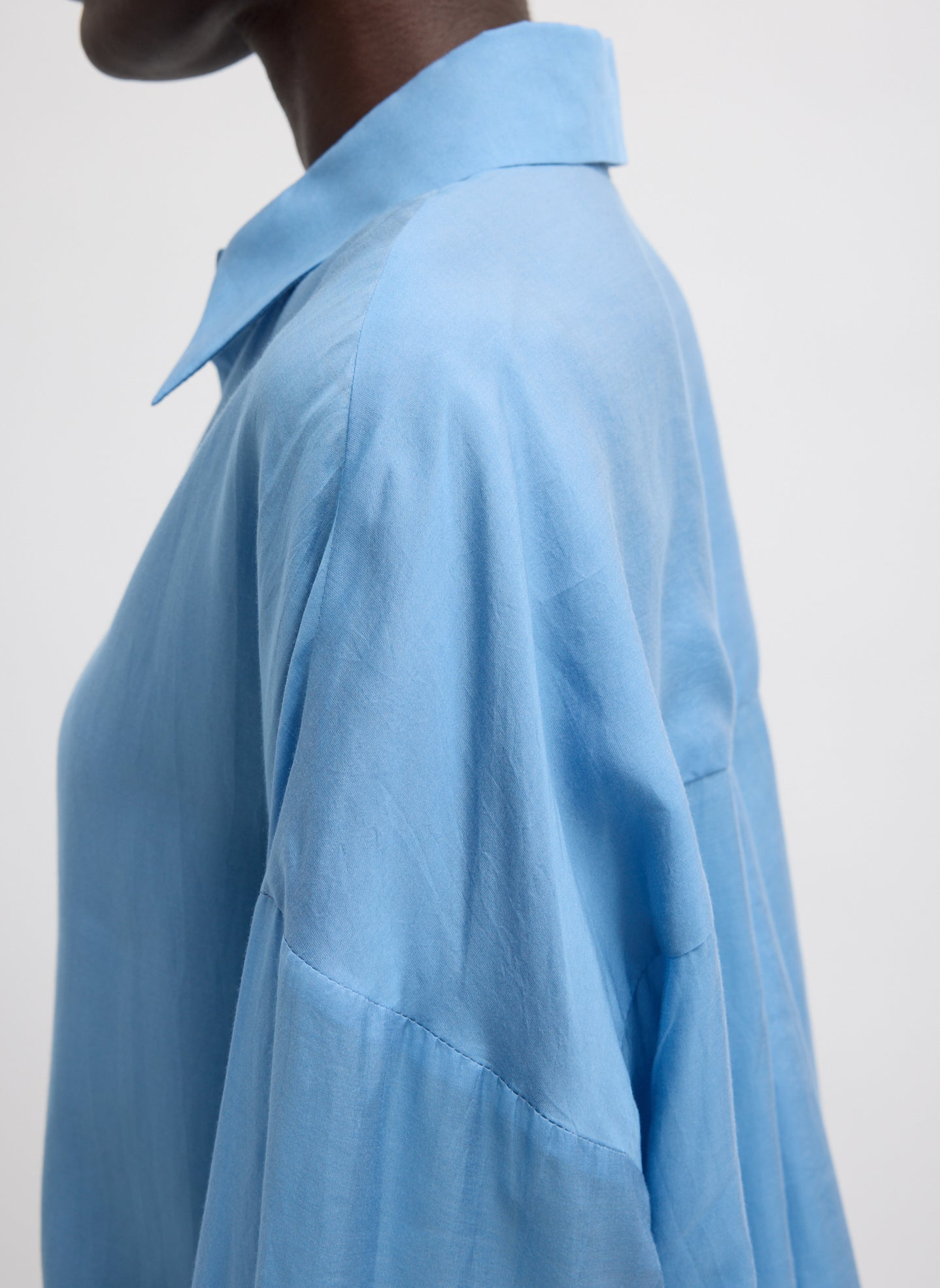 Ultra Light Silk Tencel Oversized Shirt | Tibi Blue