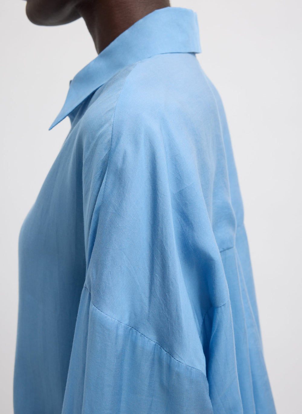Ultra Light Silk Tencel Oversized Shirt | Tibi Blue