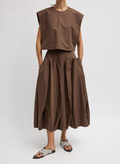 Compact Eco Poplin Cropped Square Top | Tibi Sepia Brown