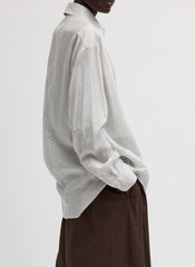 Ultra Light Silk Tencel Striped Pintucked Shirt | Tibi White Grey Multi