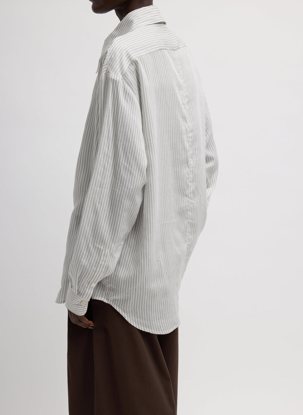 Ultra Light Silk Tencel Striped Pintucked Shirt | Tibi White Grey Multi