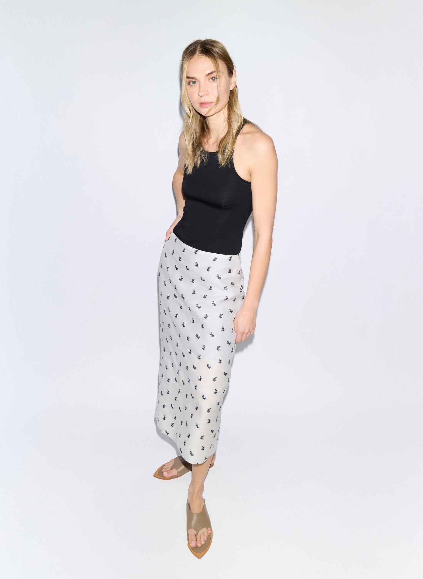 Silk Gazar Jacquard Pencil Skirt | Tibi Ivory Multi