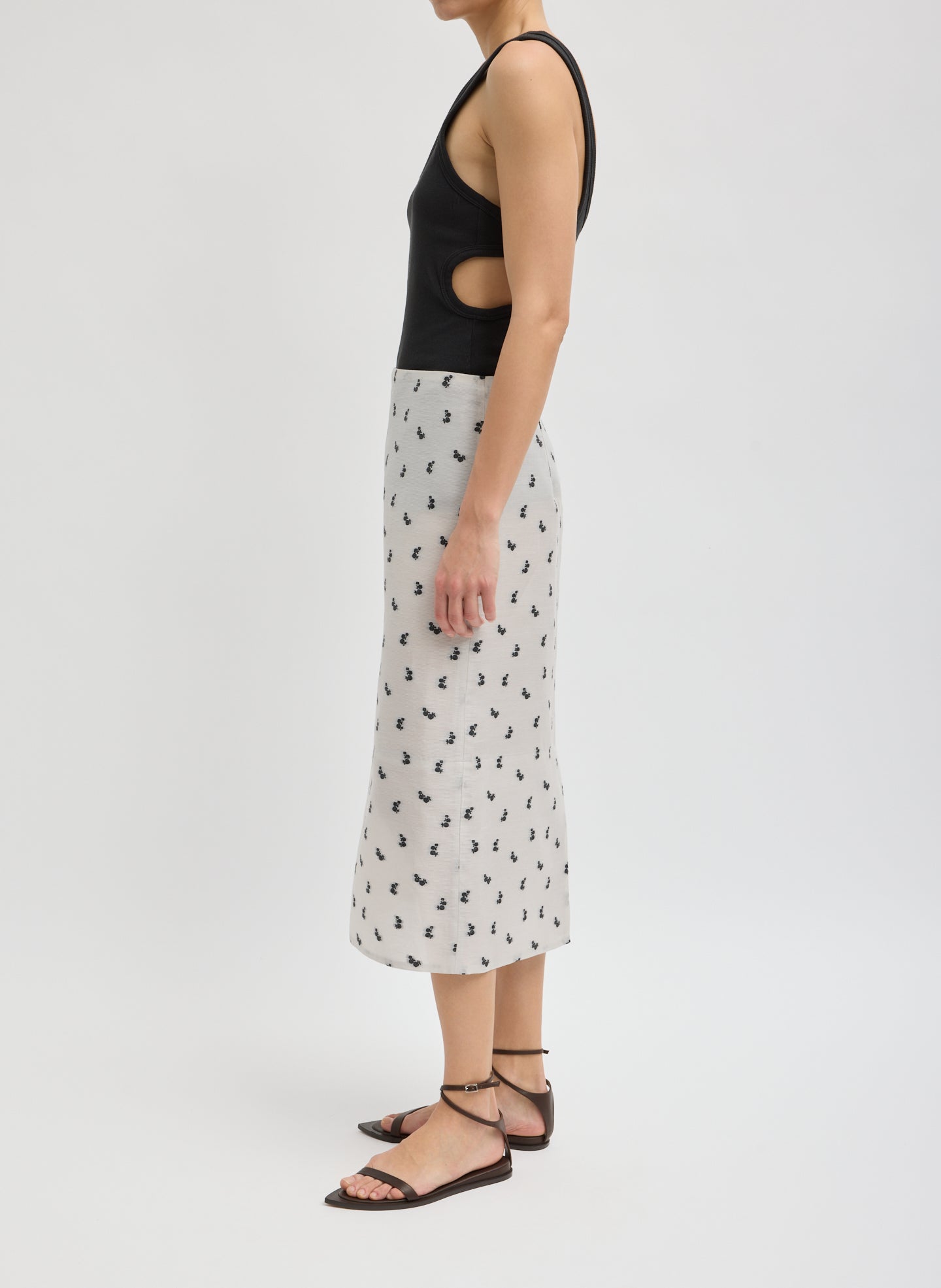 Silk Gazar Jacquard Pencil Skirt | Tibi Ivory Multi