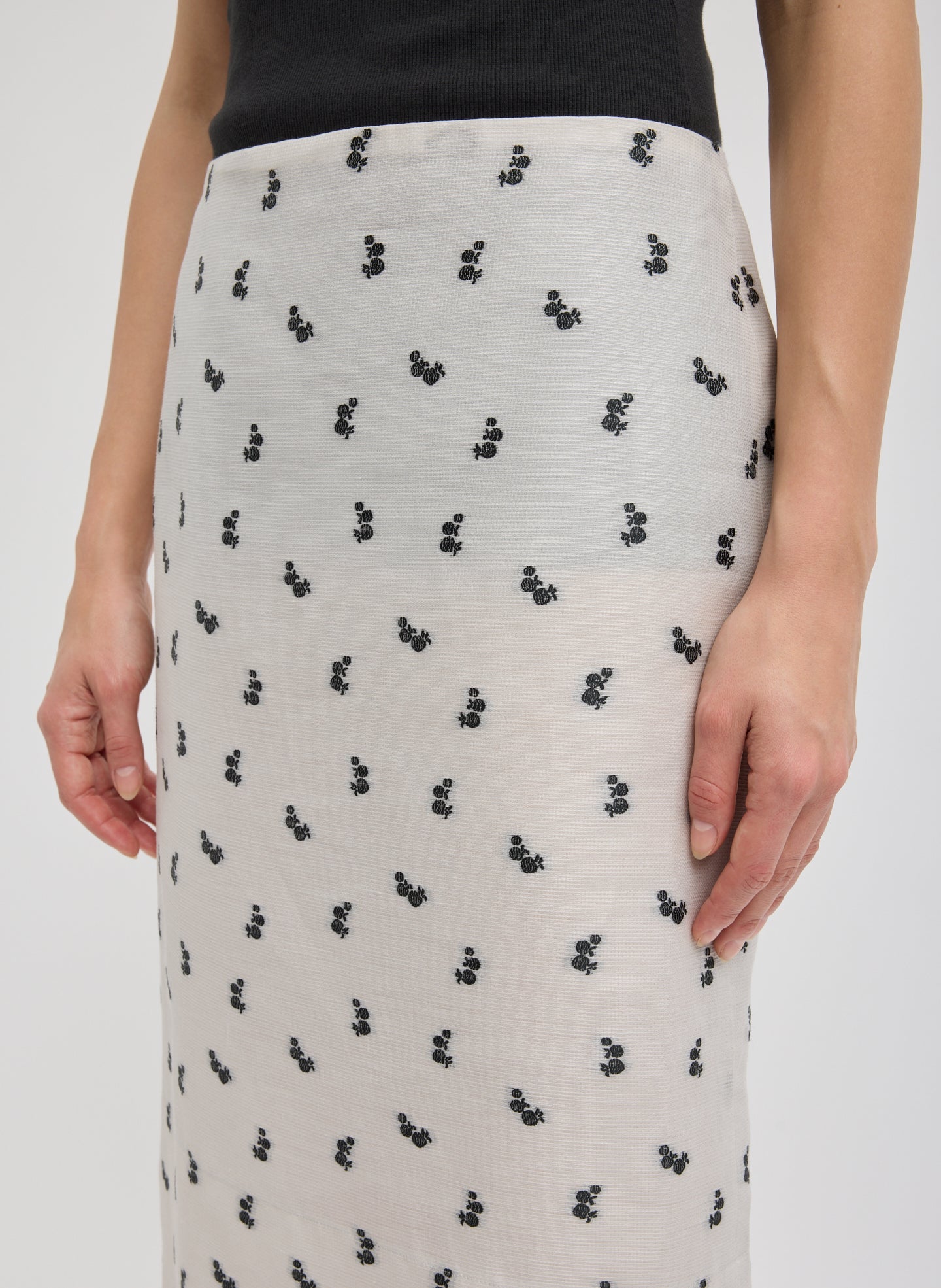 Silk Gazar Jacquard Pencil Skirt | Tibi Ivory Multi