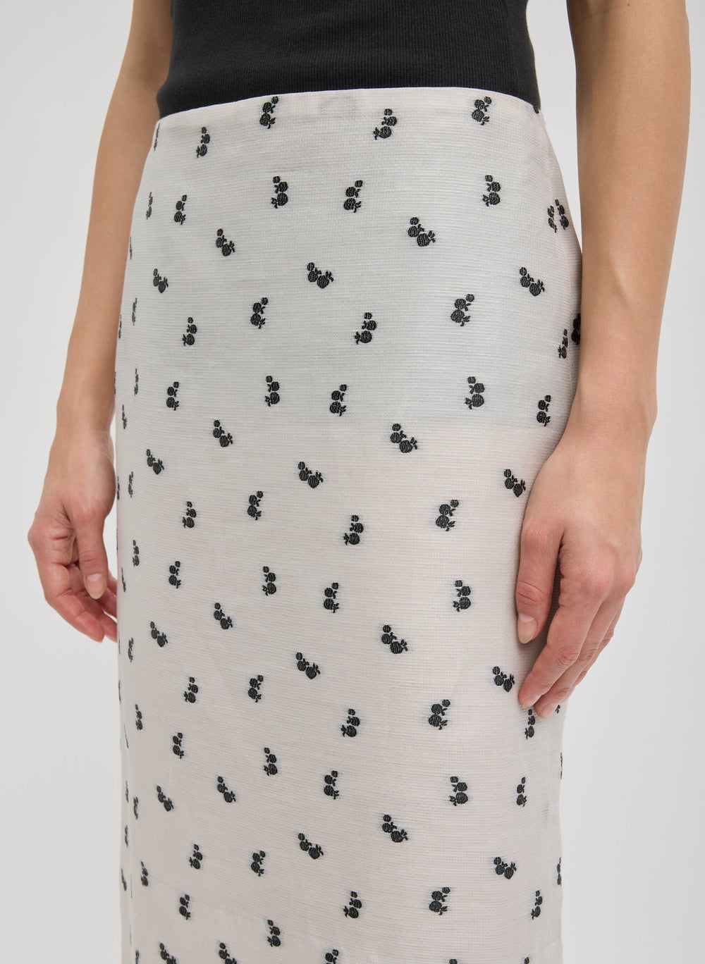 Silk Gazar Jacquard Pencil Skirt | Tibi Ivory Multi