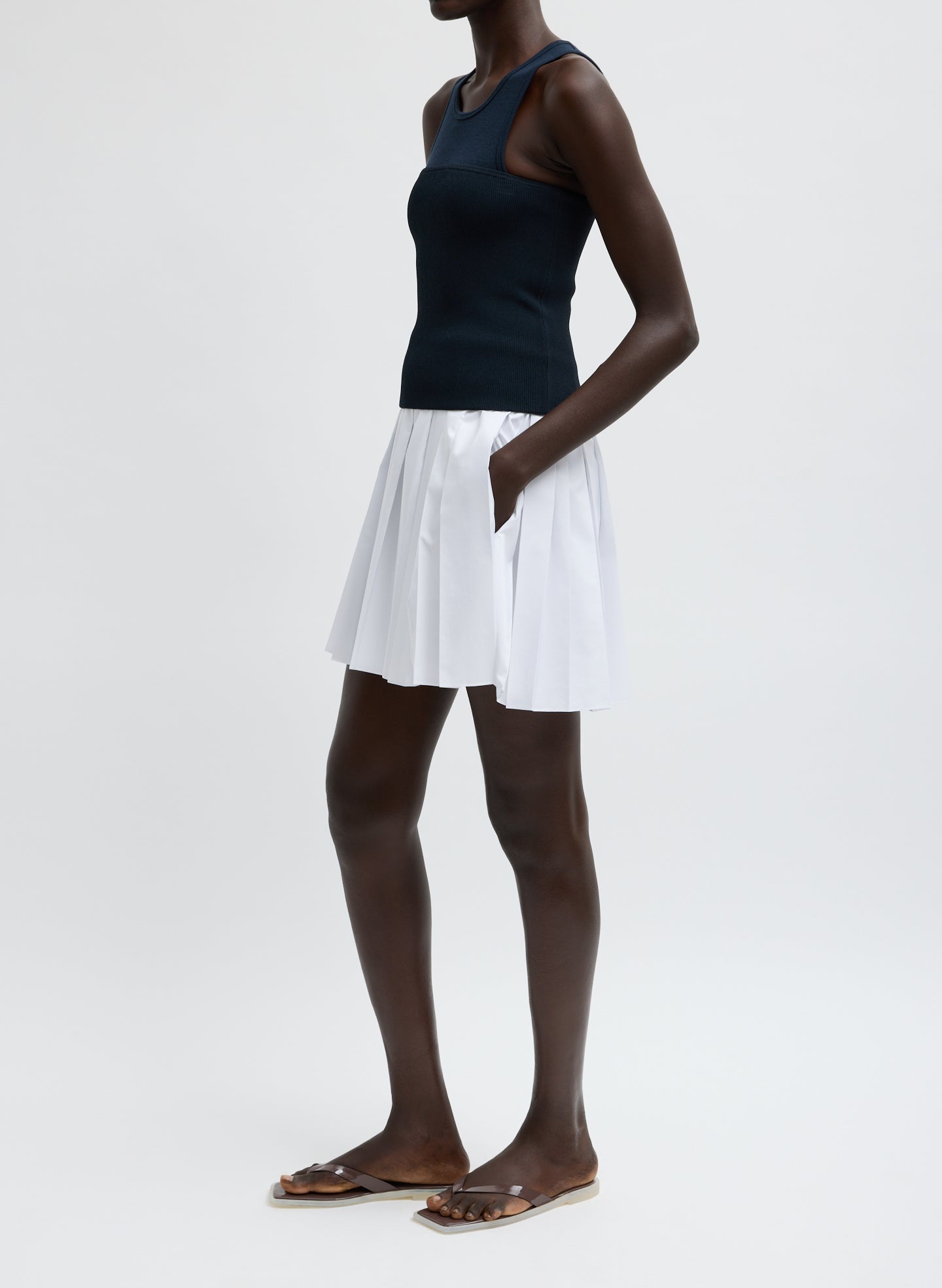 Summer Nylon Pull On Mini Skirt | Tibi White