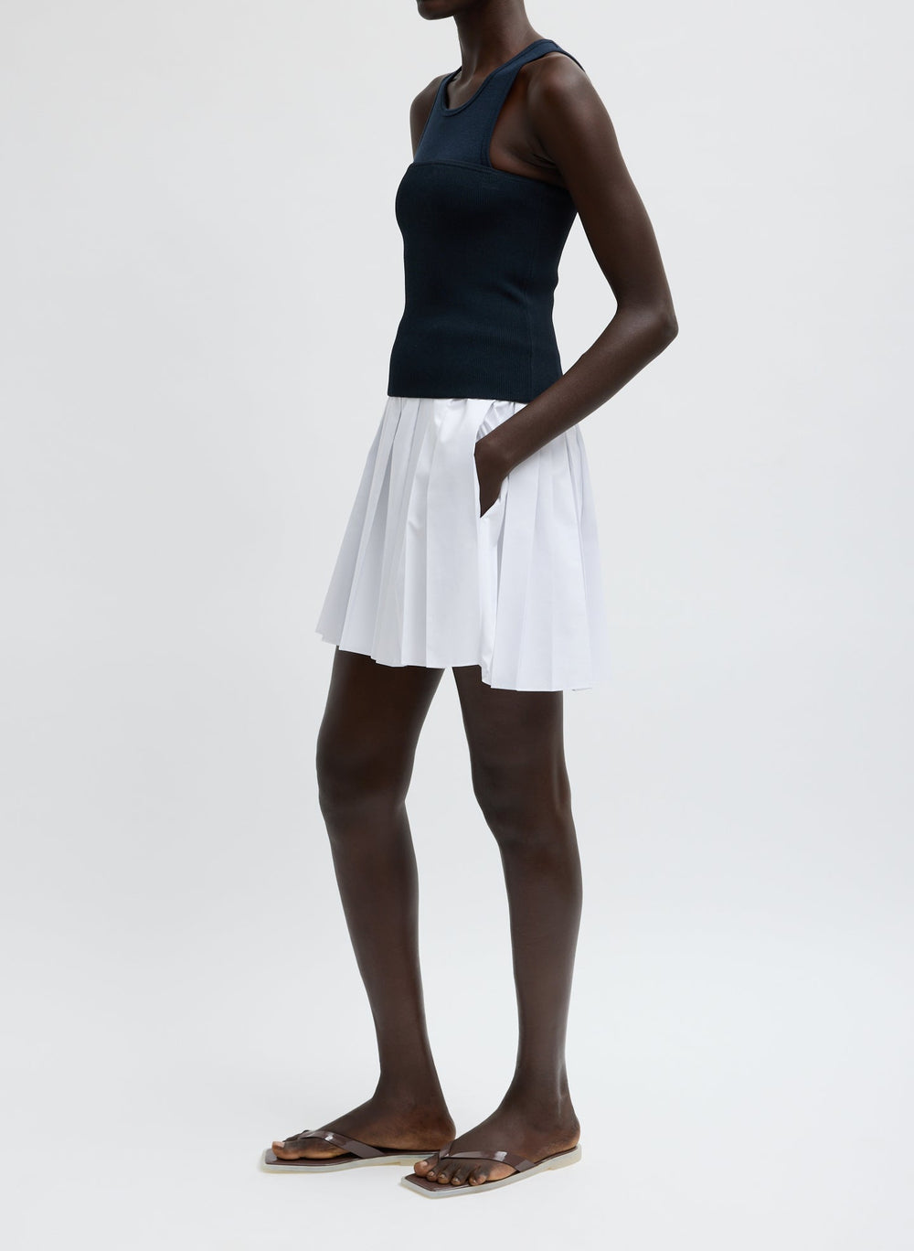 Summer Nylon Pull On Mini Skirt | Tibi White