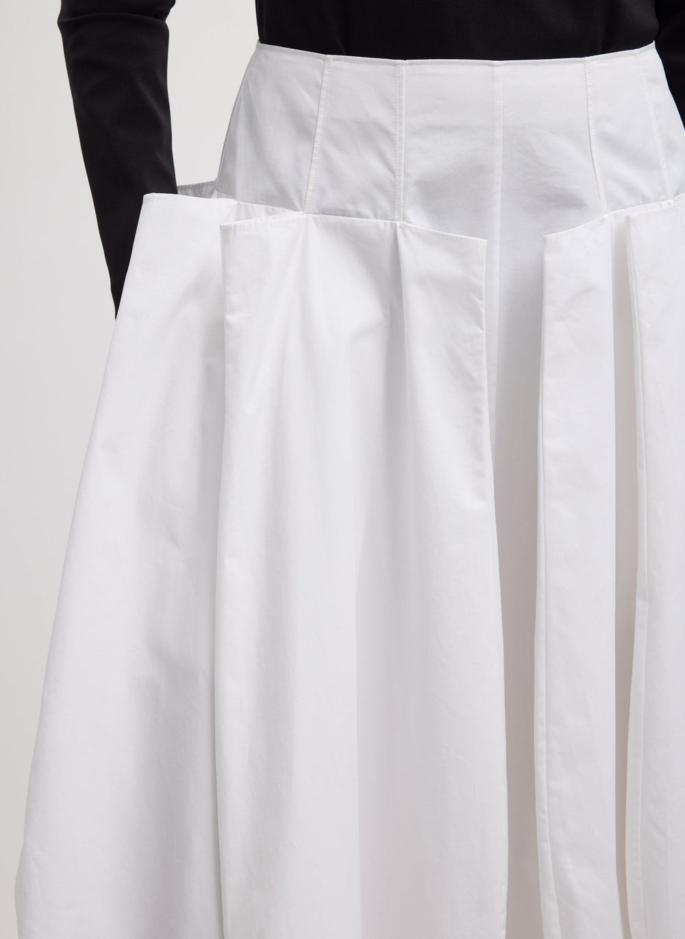 Compact Eco Poplin Pinched Pleat Full Skirt | Tibi White