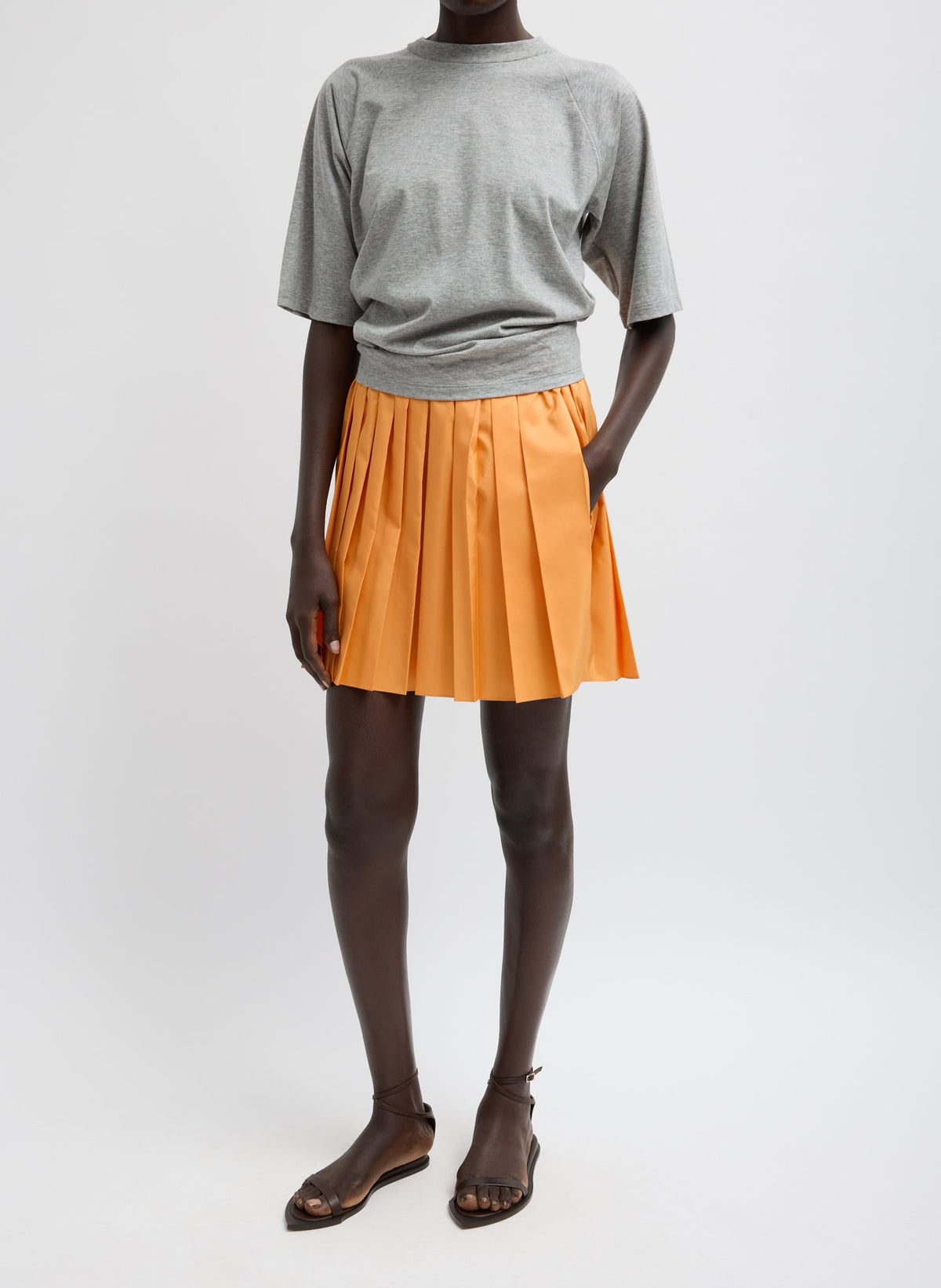 Summer Nylon Pull On Mini Skirt | Tibi Orange