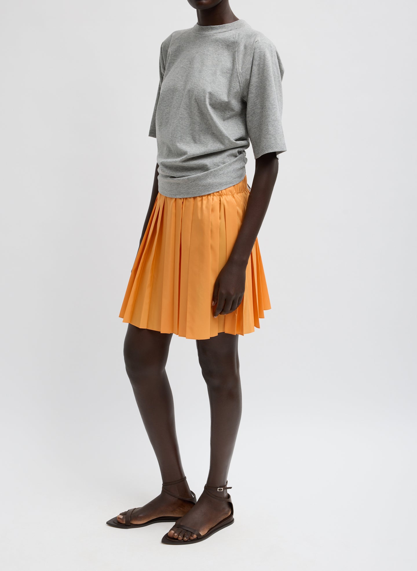 Summer Nylon Pull On Mini Skirt | Tibi Orange