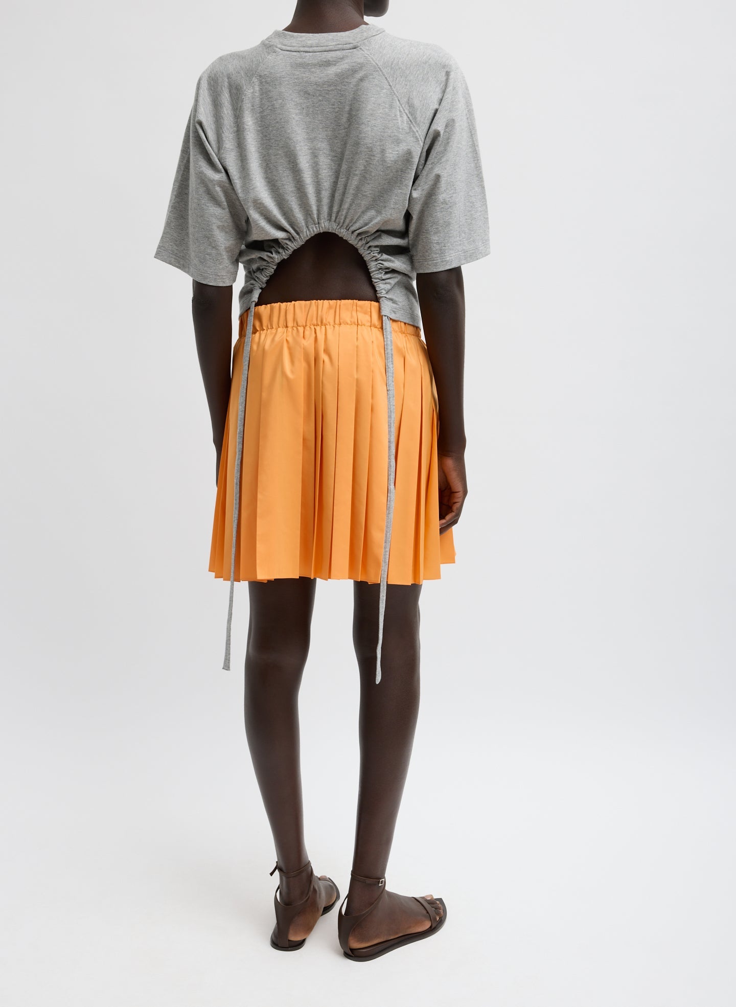 Summer Nylon Pull On Mini Skirt | Tibi Orange
