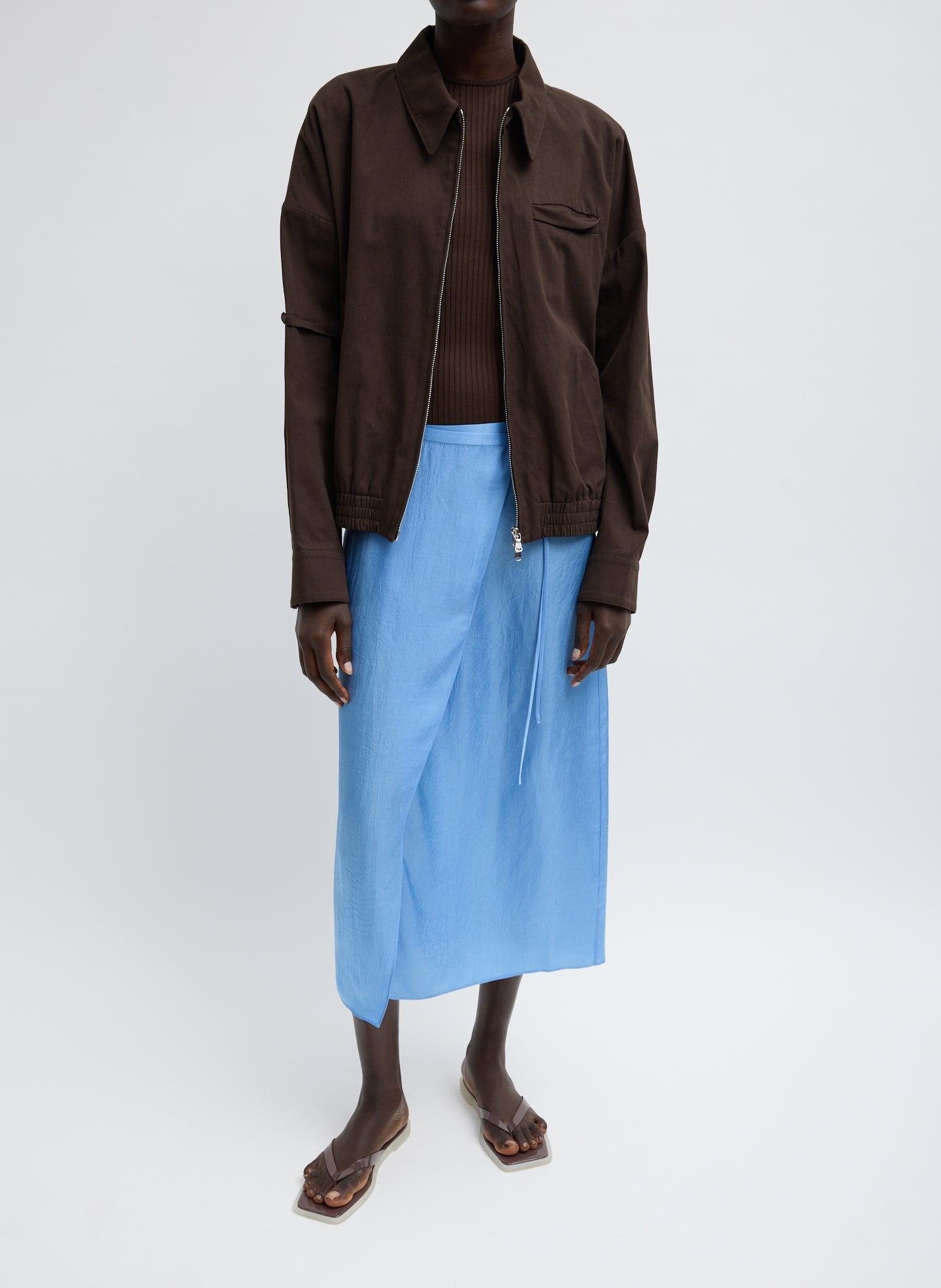 Summer Slip Wrap Skirt | Tibi Baby Blue