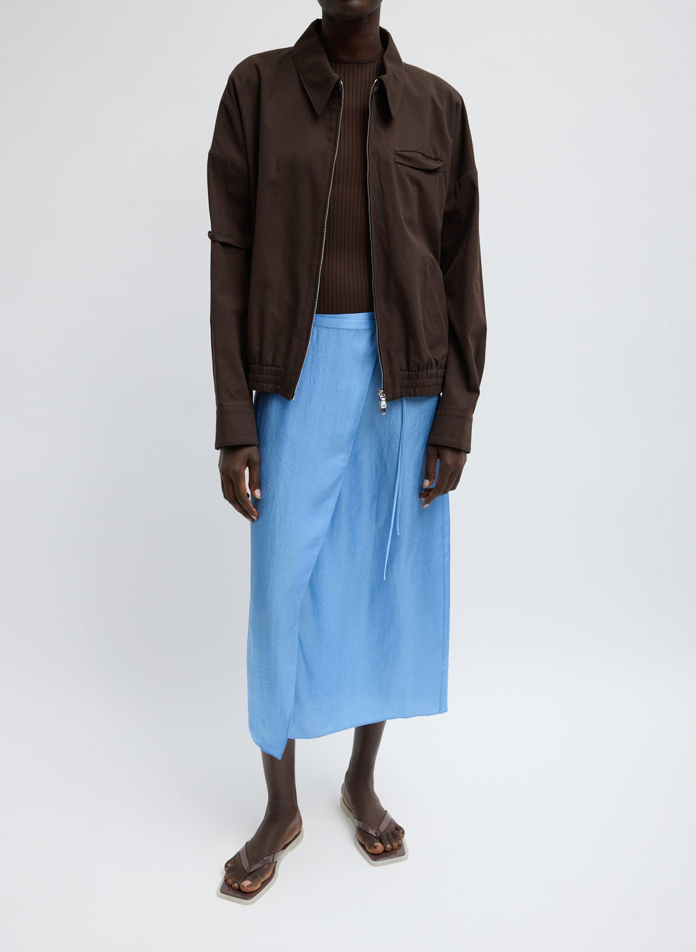 Summer Slip Wrap Skirt | Tibi Baby Blue