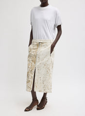 Calcimin Denim Midi Trouser Zip Skirt | Tibi Ivory Multi