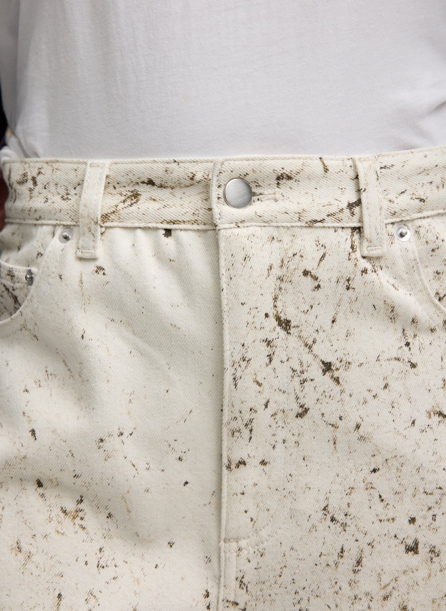 Calcimin Denim Midi Trouser Zip Skirt | Tibi Ivory Multi