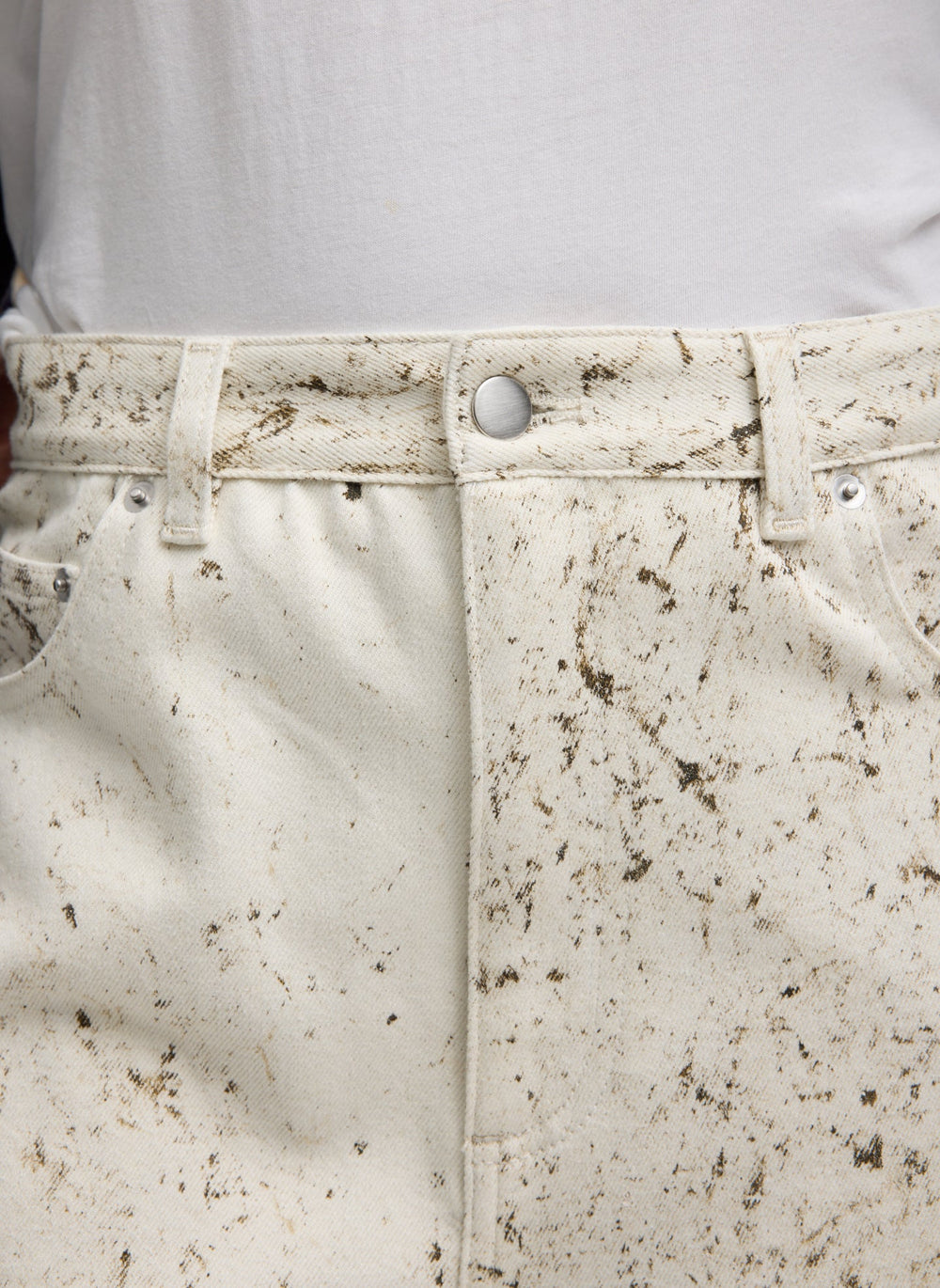 Calcimin Denim Midi Trouser Zip Skirt | Tibi Ivory Multi