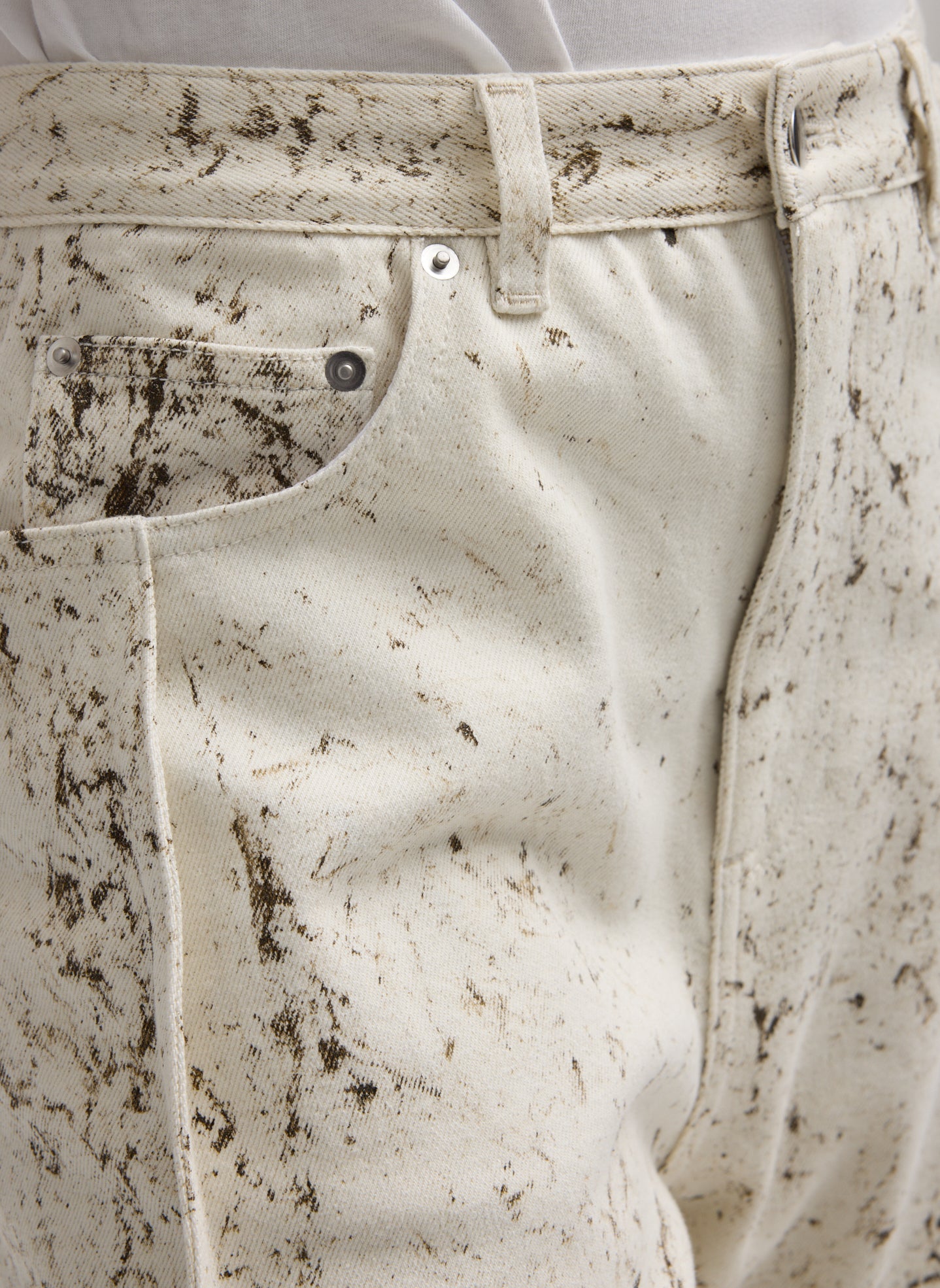 Calcimin Denim Midi Trouser Zip Skirt | Tibi Ivory Multi