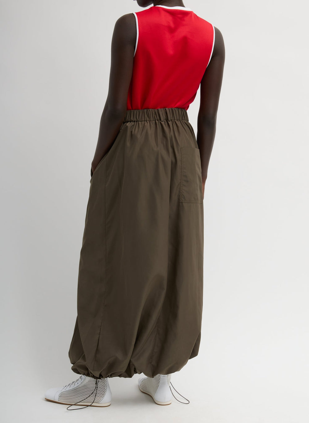 Italian Sporty Nylon Maxi Anorak Skirt | Tibi Dark Hazelnut