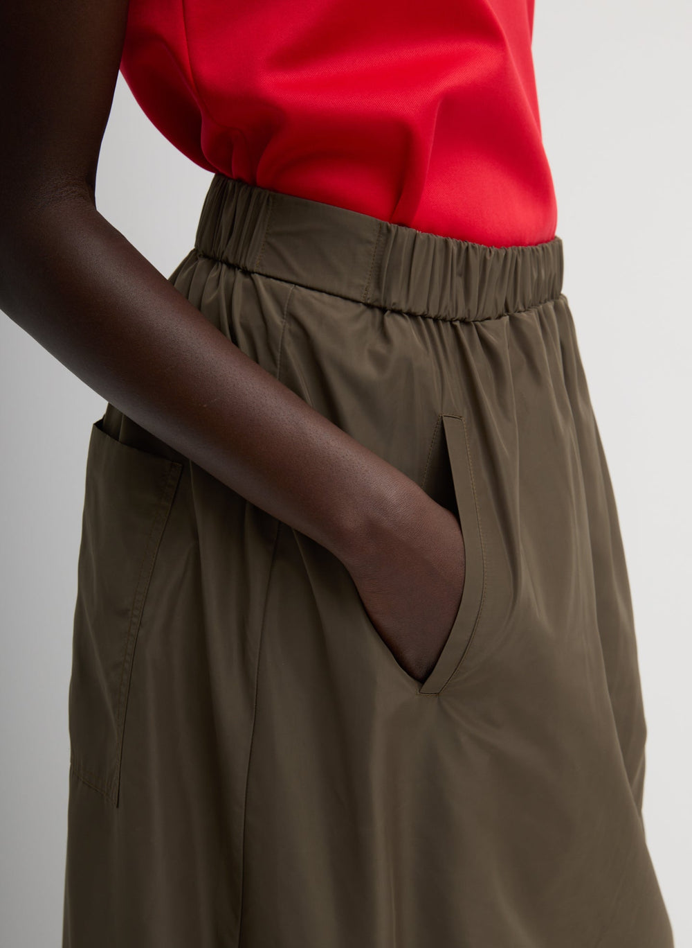 Italian Sporty Nylon Maxi Anorak Skirt | Tibi Dark Hazelnut
