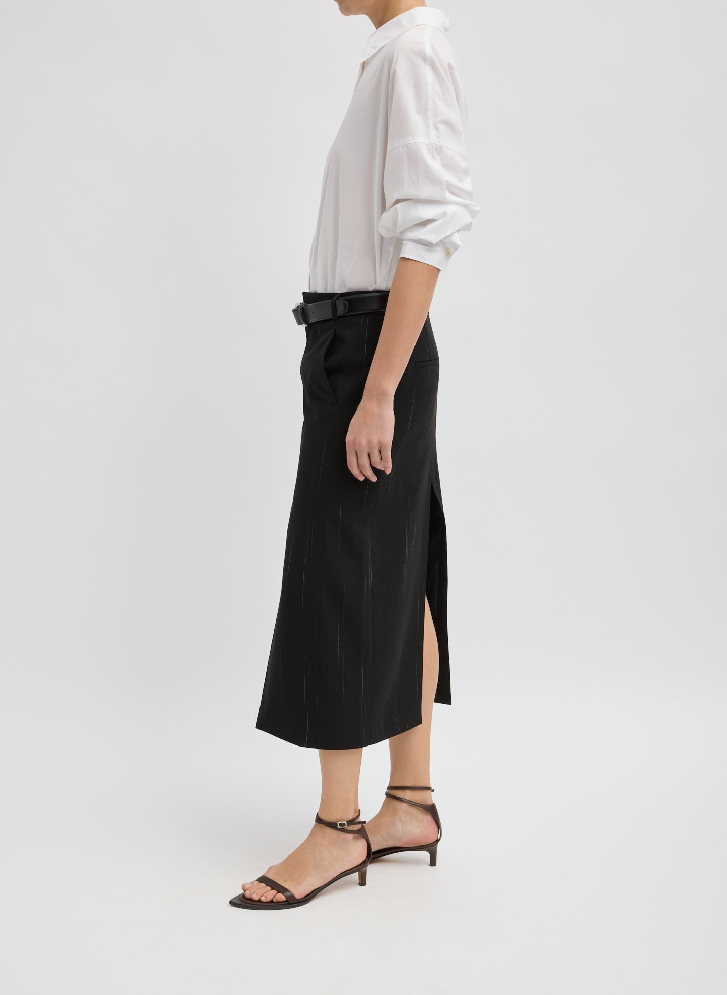 Viscose Suiting Midi Trouser Skirt | Tibi Black Multi