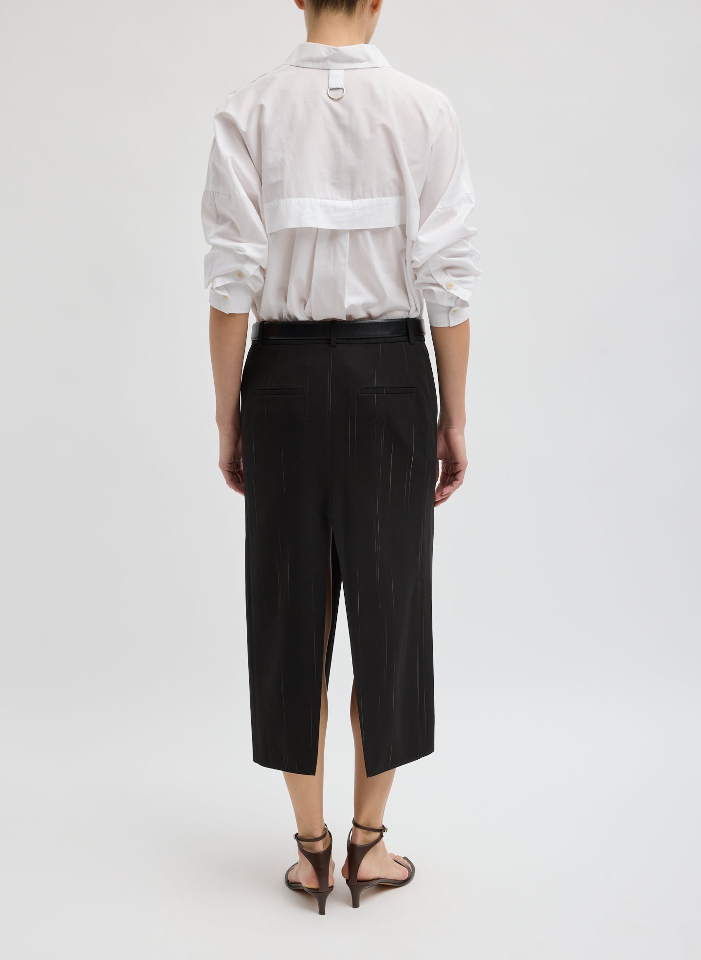 Viscose Suiting Midi Trouser Skirt | Tibi Black Multi
