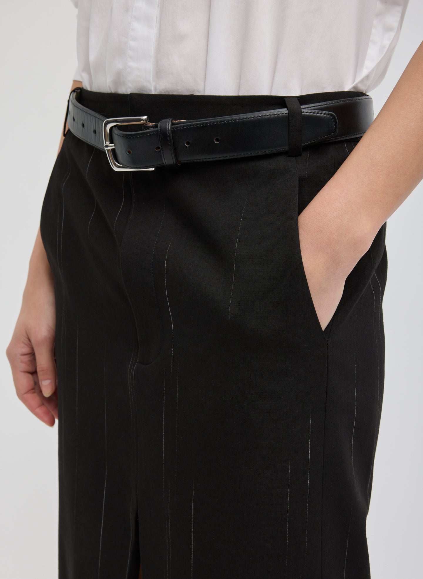 Viscose Suiting Midi Trouser Skirt | Tibi Black Multi