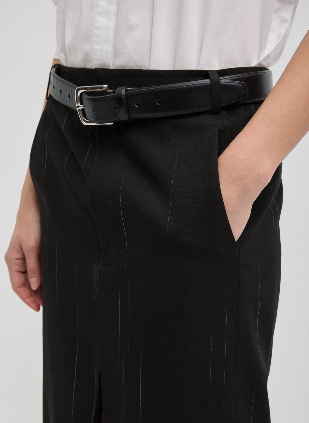Viscose Suiting Midi Trouser Skirt | Tibi Black Multi