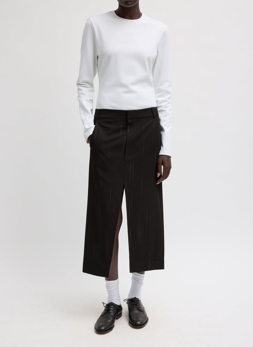Viscose Suiting Midi Trouser Skirt | Tibi Black Multi