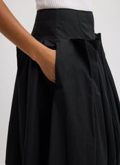 Compact Eco Poplin Pinched Pleat Full Skirt | Tibi Black