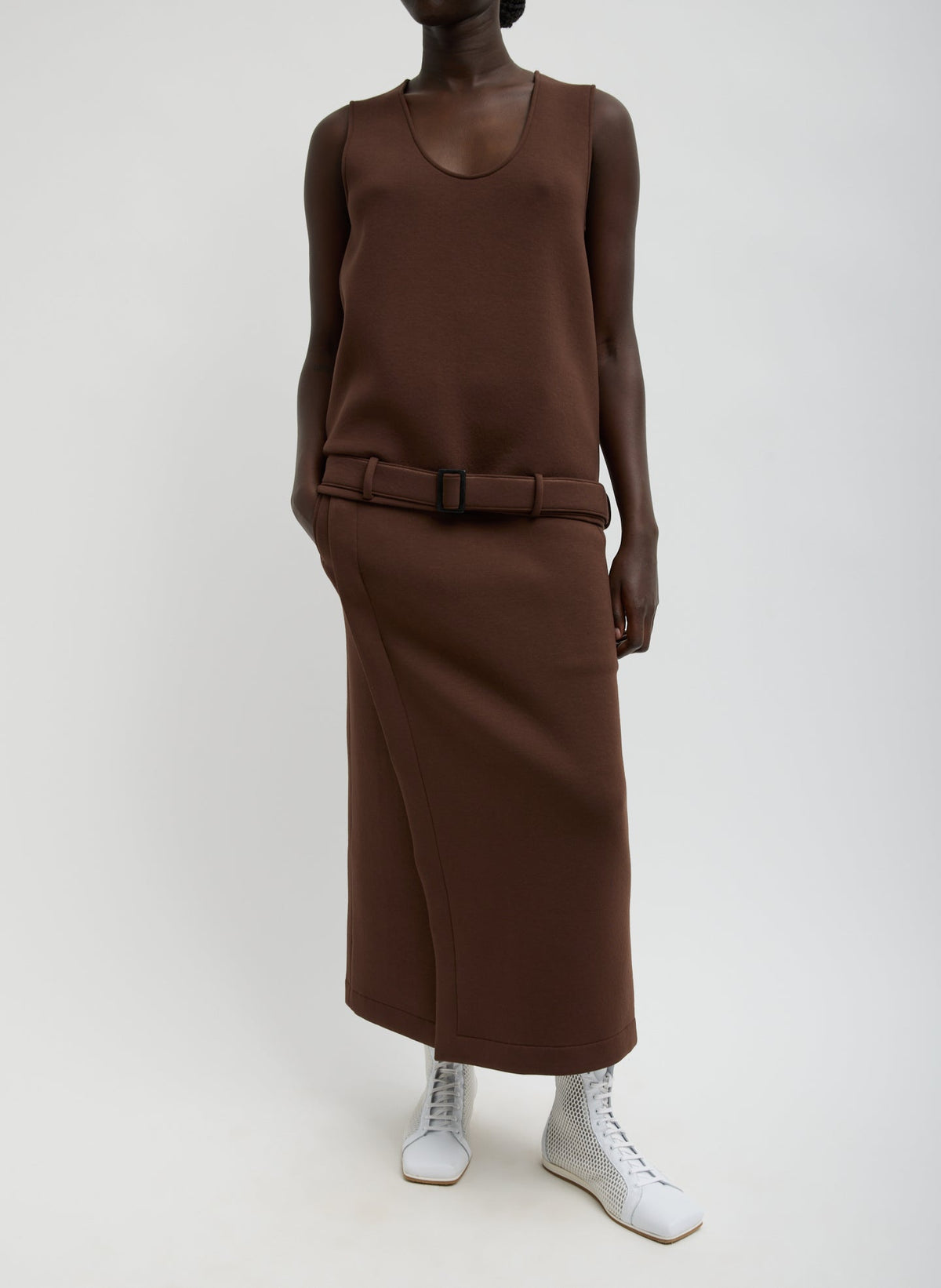 Bonded Viscose Maxi Wrap Skirt | Tibi Brown