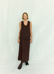 Bonded Viscose Maxi Wrap Skirt | Tibi Brown