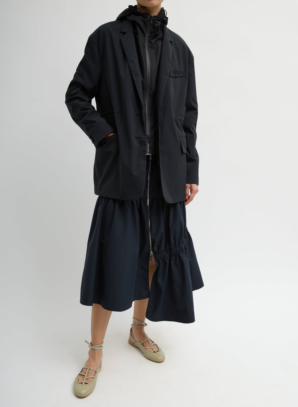 Tech Suiting Asymmetrical Skirt | Tibi Black