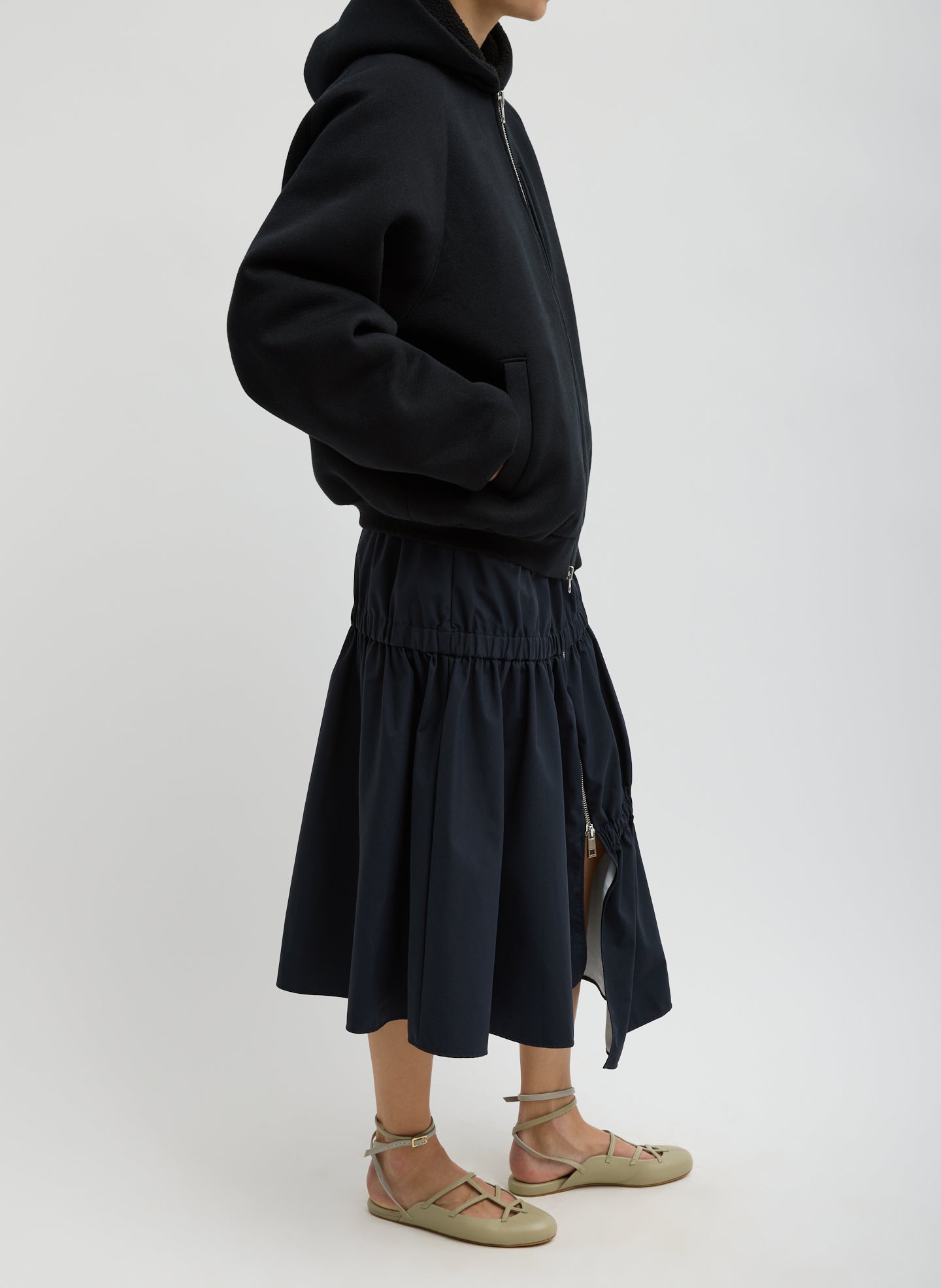Tech Suiting Asymmetrical Skirt | Tibi Black
