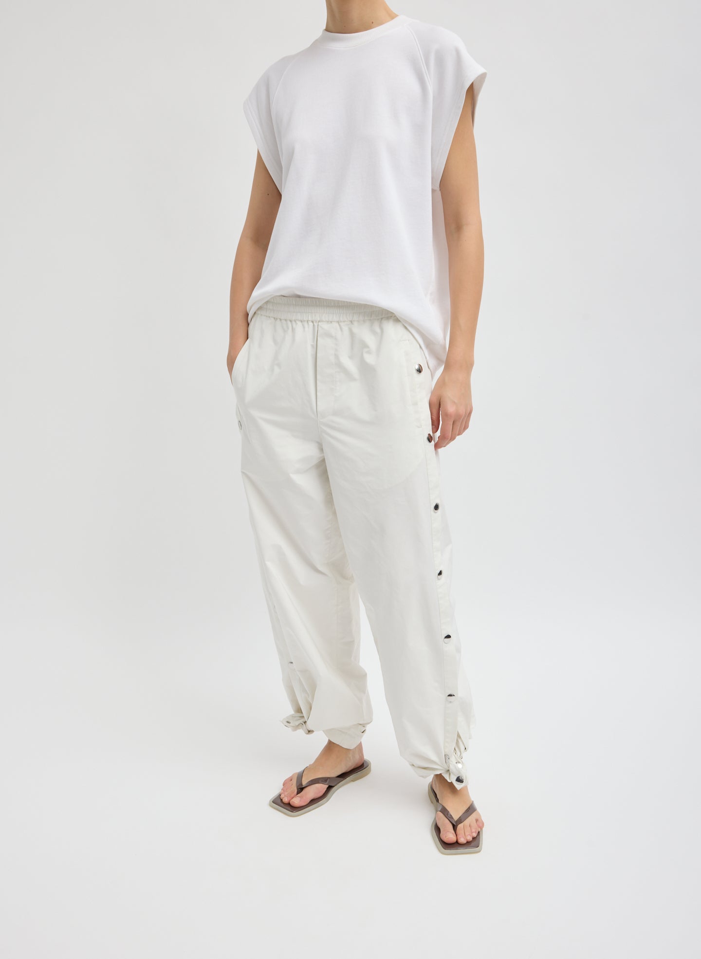 Nylon Snap Jogger | Tibi White