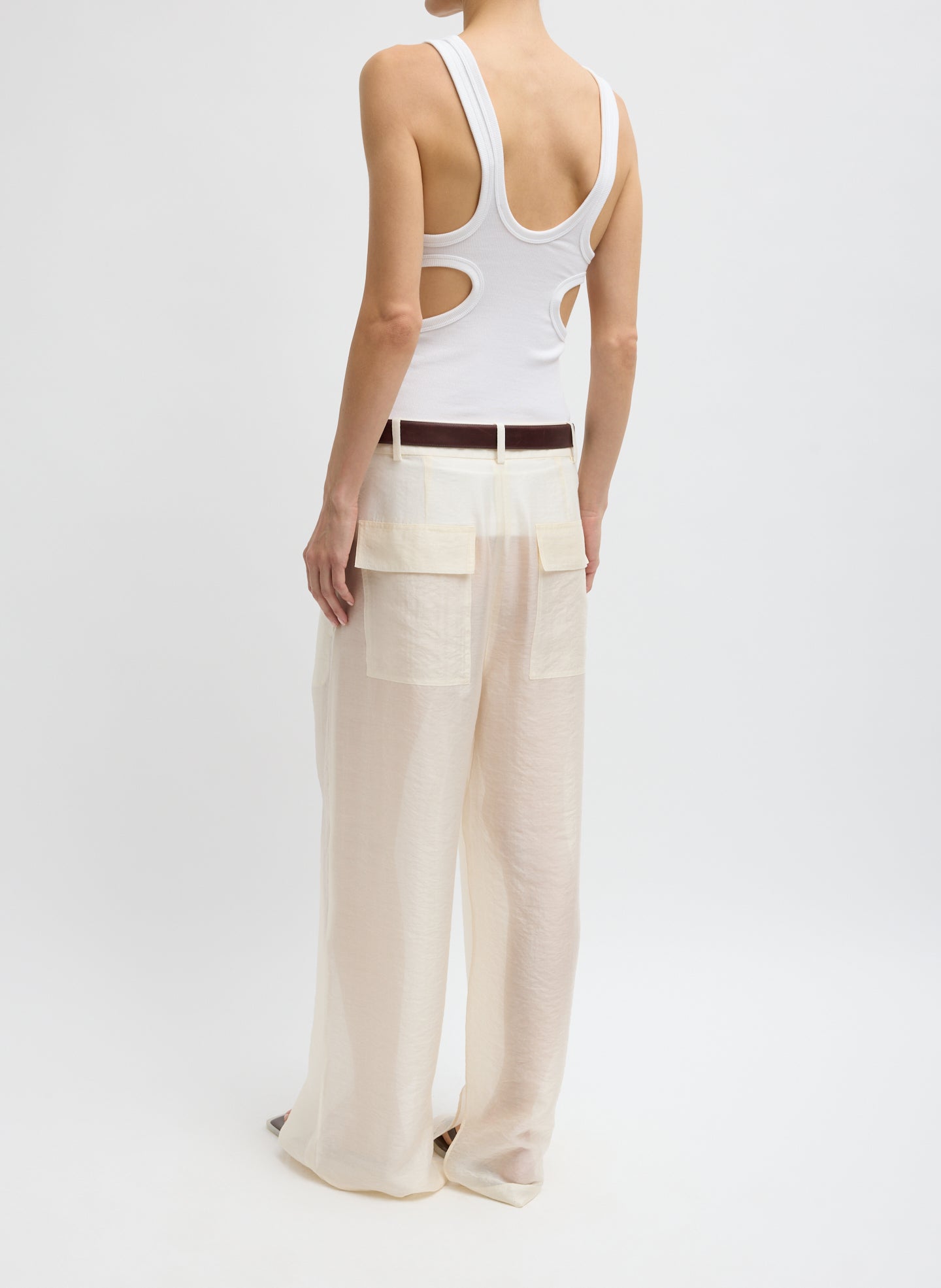 Summer Voile Stella Pant With Slit Detail | Tibi Ivory