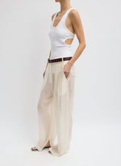 Summer Voile Stella Pant With Slit Detail | Tibi Ivory