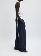 Menswear Crepon Stella Full Length Pant | Tibi Navy Multi