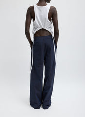 Menswear Crepon Stella Full Length Pant | Tibi Navy Multi
