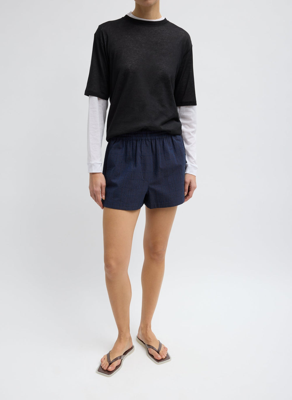 Menswear Crepon Pull On Shorts | Tibi Navy Multi